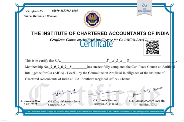 AICA course certificate