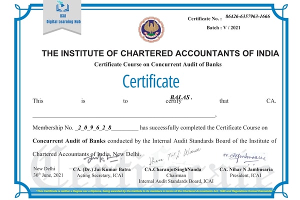 Course certificate